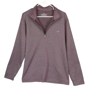 Vineyard Vines 1/4 Zip Performance Pullover Mens L Red Gray Houndstooth
